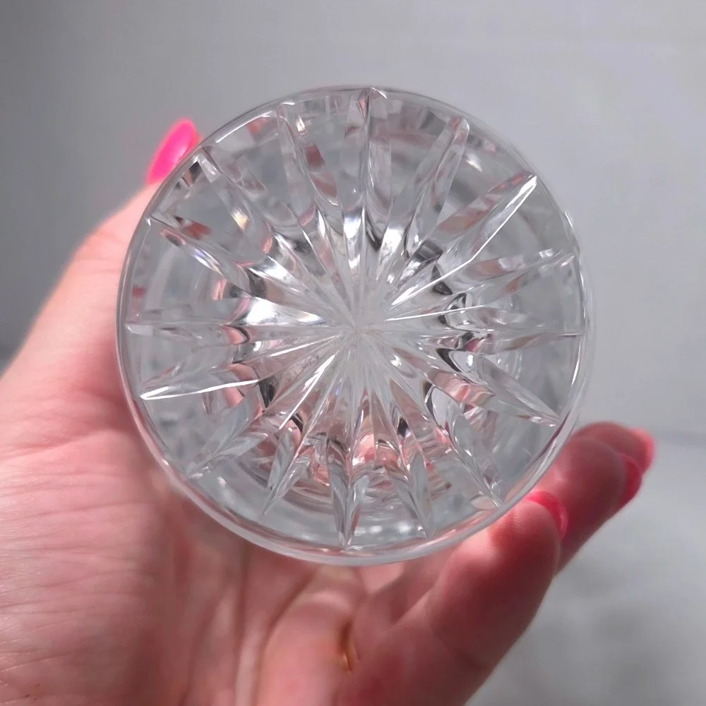 Vintage Bohemia Czech Lead Crystal Vase Pinwheel Starburst Cut Glass